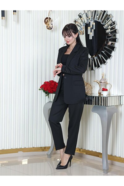 LOVELF Tek Düğme Poliviskon Takım Siyah