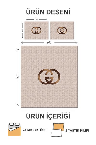 Doruklar Home Collection Modern Patterned Premium Quality Quilted Cotton Filled Velvet Bedspread Set