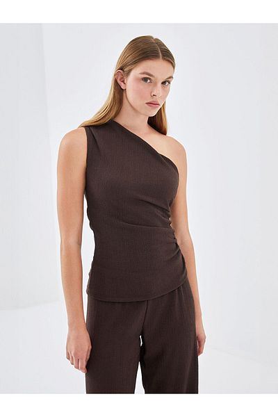 LC Waikiki Lcw Vision Dark Brown Single Shoulder Textured Women's Blouse