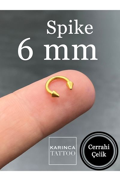 Karınca Piercing Spike 6 mm Gold Color Ring - Forward Helix Lip Snug Daith Ear Rook Tragus Piercing