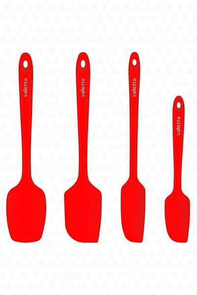 valletta Osteris Heat Resistant Fireproof Non-Stick Silicone Spatula Set 4 Pieces Red