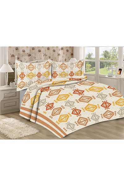 Doruklar Home Collection Modern Patterned Premium Quality Quilted Cotton Filled Velvet Bedspread Set
