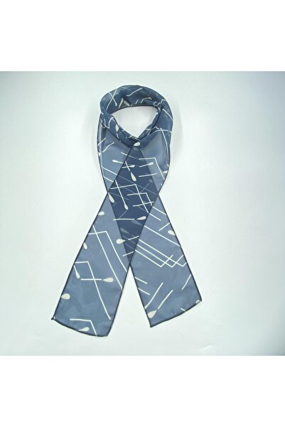 Tedz Collection PAREDORA Drop Patterned Navy Blue Hippie Scarf