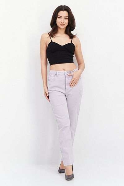 Guess Women Tapered Fit Wash Stretchable Jeans, Lavender