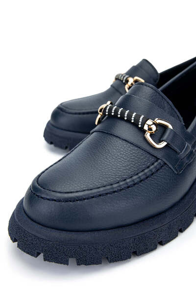 Tamer Tanca Дамски обувки от естествена кожа в тъмно син цвят