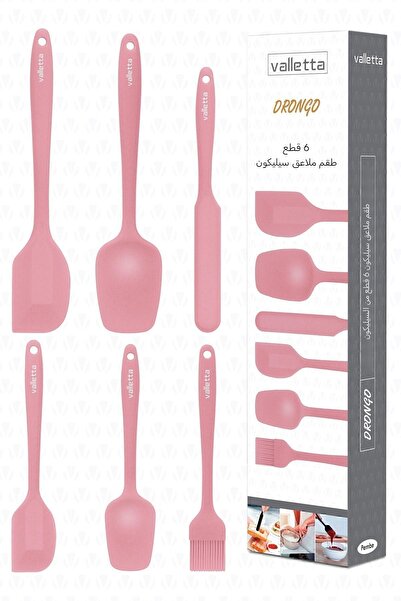 valletta Drongo Heat Resistant Fireproof Non-Stick Silicone Spatula Set 6 Pieces Pink