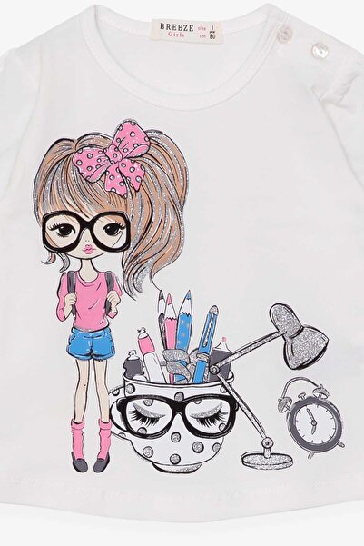 Breeze Girl's Long Sleeve T-Shirt Painter Girl Printed 1-4 Years, Ecru