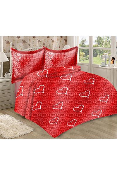 Doruklar Home Collection Modern Patterned Premium Quality Quilted Cotton Filled Velvet Bedspread Set