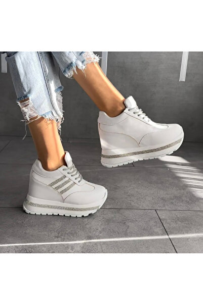 Giydim Gidiyor Fenti Gizli Topuk Spor Ayakkabı Beyaz