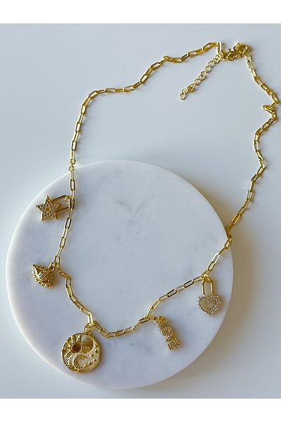 CHARMLUCKY Steel Charm Necklace