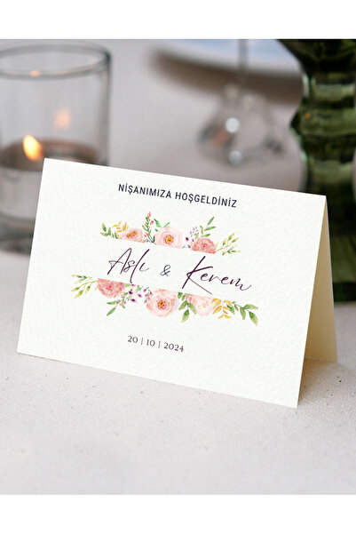 izmirdenet 20 Adet Davetiye , Düğün Nişan Davet Masa Kartı, Hoşgeldiniz Kartı