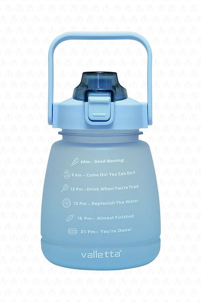 valletta Lusca Bpa Free Motivational Water Bottle 1.3 Lt Blue Water Bottle, Water Bottle, Water Bottle