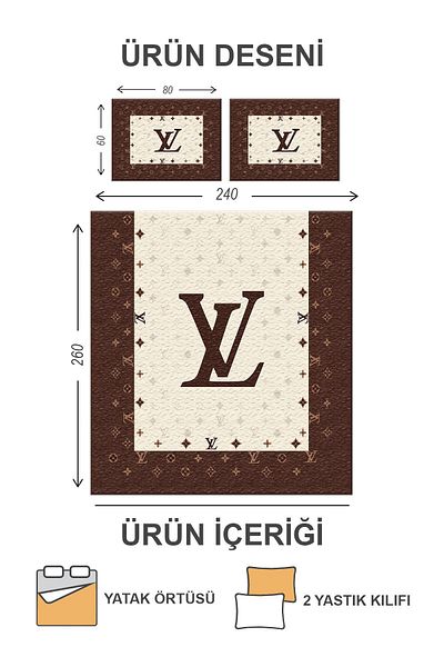 Doruklar Home Collection Modern Patterned Premium Quality Quilted Cotton Filled Velvet Bedspread Set