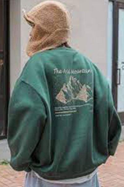 Millionaire Γυναικείο φούτερ Nefti Arid Mountain Printed 0 Crew Neck Oversize Loose Loose Cut Fleece φούτερ