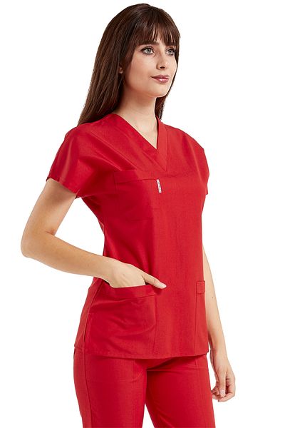 Alsancak Üniforma Κόκκινο Lycra Fine Fabric Scrubs Doctor Nurse Τζέρσεϊ χειρουργική στολή με νυχτερίδα