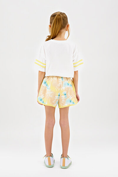 Panço Kız Çocuk Batik Desenli Bej Şort