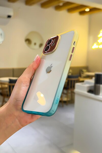 mooodcase İphone 12 Uyumlu Kamera Lens Korumalı Gradient Silikon Kenar Şeffaf Telefon Kılıfı Mchzr