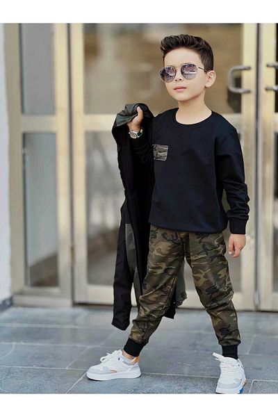 STELLA BUTİK Children's Camouflage Rainboard Suit