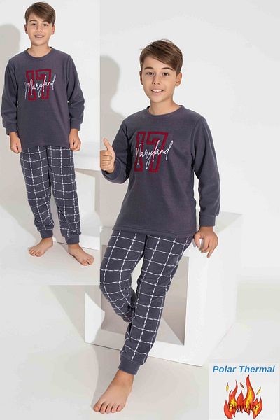 bigiyin Boy's Smoked Fleece Pajama Set - Winter Thick Pajamas