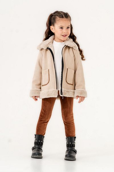 HAUSEkids Set de 3 piese pentru fete de designer cool de 4-7 ani -Latte