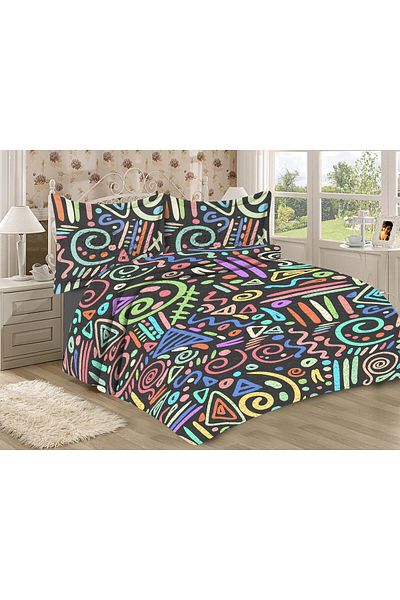 Doruklar Home Collection Modern Patterned Premium Quality Quilted Cotton Filled Velvet Bedspread Set