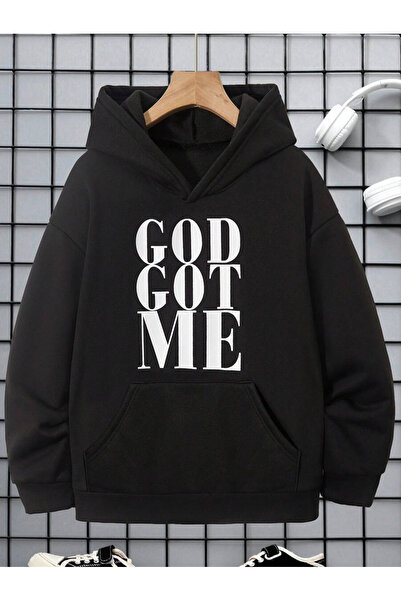 Harmandar Hanorac negru unisex cu glugă - Hanorac cu glugă cu buzunar cangur ...