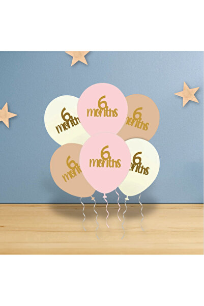 PARTİSERÜVENİ بالون حفلة نصف العمر مكون من 6 قطع - وردي (فتاة) PK