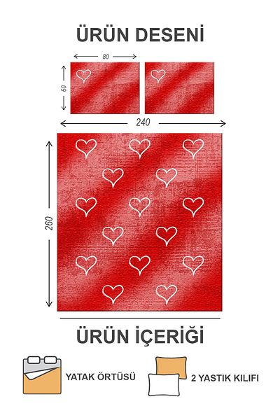 Doruklar Home Collection Modern Patterned Premium Quality Quilted Cotton Filled Velvet Bedspread Set