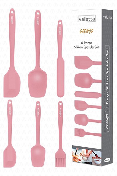 valletta Drongo Heat Resistant Fireproof Non-Stick Silicone Spatula Set 6 Pieces Pink