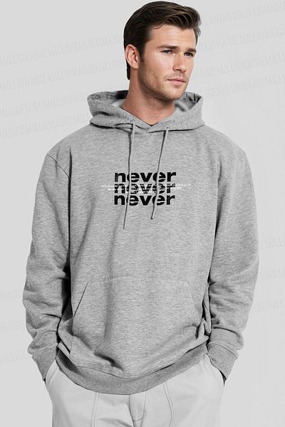 Millionaire Ανδρικό φούτερ με κουκούλα σε γκρι Oversize Fleece Kangaroo Pocket Hoodie