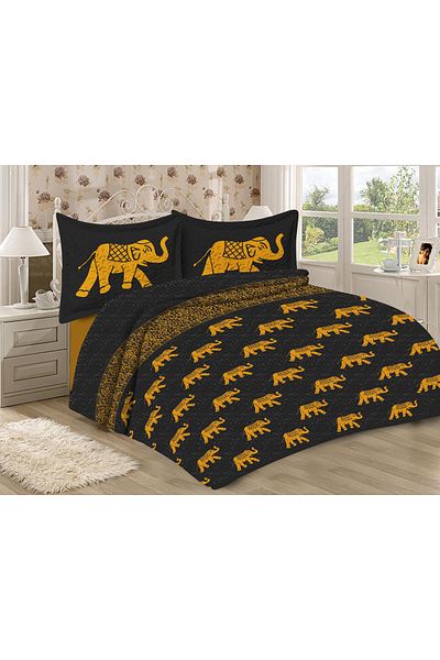 Doruklar Home Collection Modern Patterned Premium Quality Quilted Cotton Filled Velvet Bedspread Set