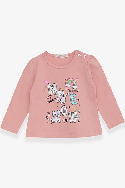 Breeze Baby Girl Long Sleeve T-Shirt Kitten Printed 9 Months-3 Years, Salmon