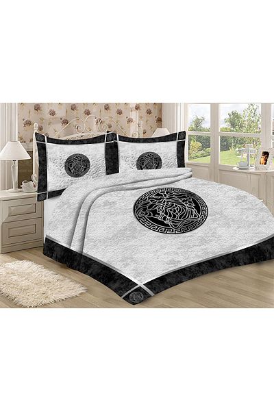 Doruklar Home Collection Modern Patterned Premium Quality Quilted Cotton Filled Velvet Bedspread Set