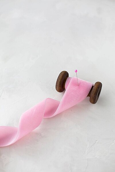 E Elmas Pembe Kadife Kurdele (3CM 5MT)