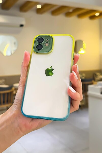 mooodcase İphone 12 Uyumlu Kamera Lens Korumalı Gradient Silikon Kenar Şeffaf Telefon Kılıfı Mchzr