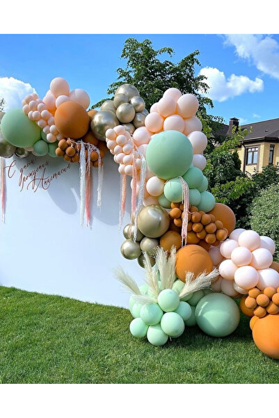 Çemrek Süs Parti Zimsko zeleno, roze, spaljeno narandžasto set lanaca od balo...