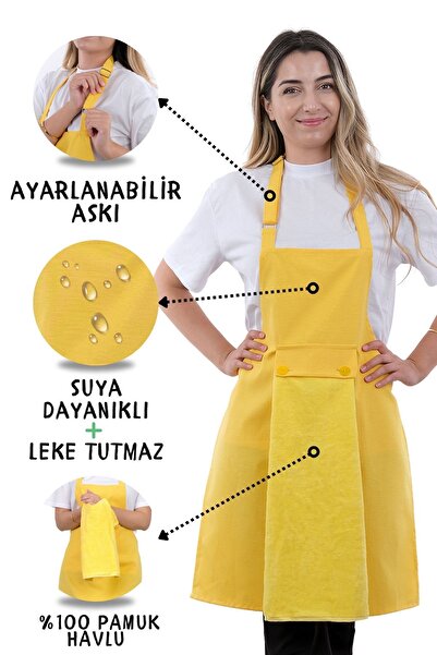 sevilya Star ayar askılı havlulu mutfak önlüğü seti (Havlulu önlük)