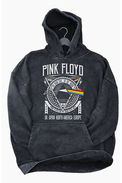 Fuddy Moda Hanorac unisex cu glugă cu imprimeu Pink Floyd, lavabil, hanorac vintage oversize cu imprimeu Rock Band