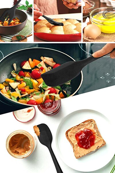 valletta Hidalgo Heat Resistant Fireproof Non-Stick 5 Piece Silicone Cooking Serving Set Black