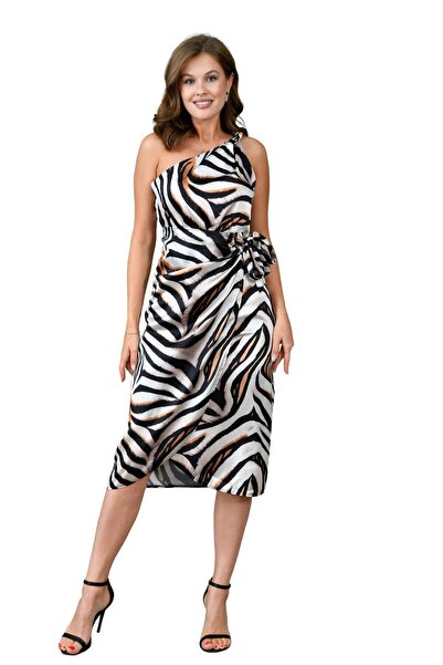 WOMAN VISION Țesută din satin - Rochie de seară cu eșarfă în linie A 03