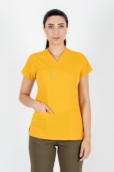 Alsancak Üniforma Μουστάρδα/χακί Lycra Thin Fabric Scrubs Doctor Nurse Τζέρσεϊ χειρουργική στολή με νυχτερίδα