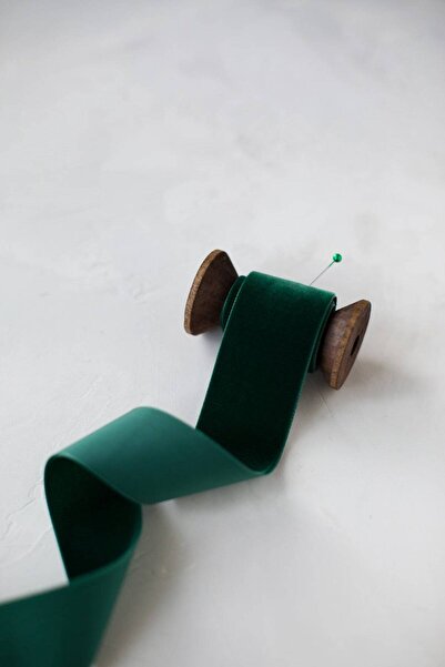 E Elmas Zümrüt Yeşili Kadife Kurdele (3CM 5MT)