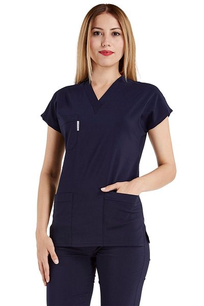 Alsancak Üniforma Navy Blue Lycra Scrubs - Χειρουργική στολή νυχτερίδας για γιατρό και νοσοκόμα