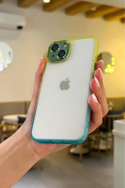 mooodcase İphone 14 Uyumlu Kamera Lens Korumalı Gradient Silikon Kenar Şeffaf...