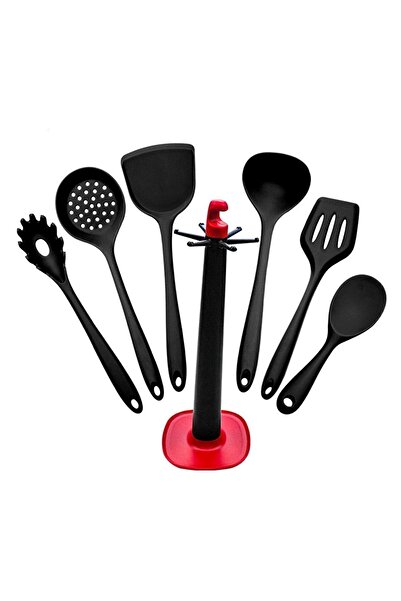 valletta 7 Piece Claris Spatula Set - Black with Stand