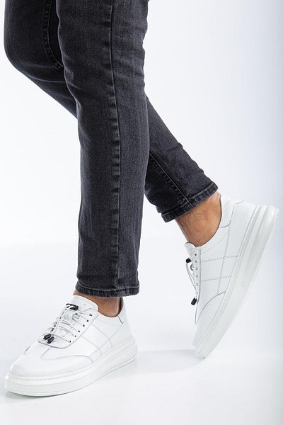 Dilimler Ayakkabı Ανδρικά καθημερινά casual παπούτσια από γνήσιο δέρμα Ορθοπεδική ελαφριά σόλα Λευκή