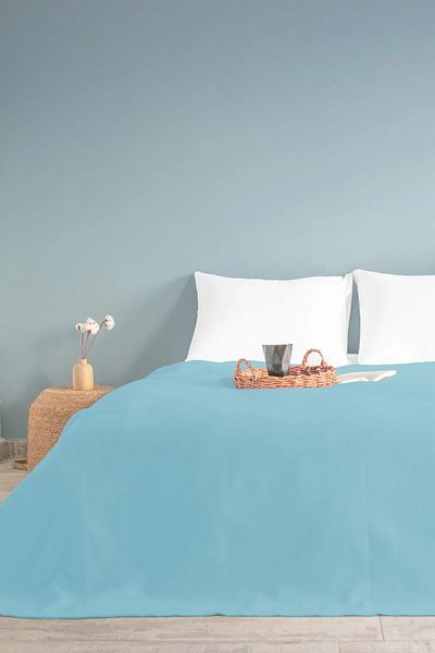 FUNNDY Double Blue Checkerboard Patterned Pique. Checkered Hotel Pique 200 X 230