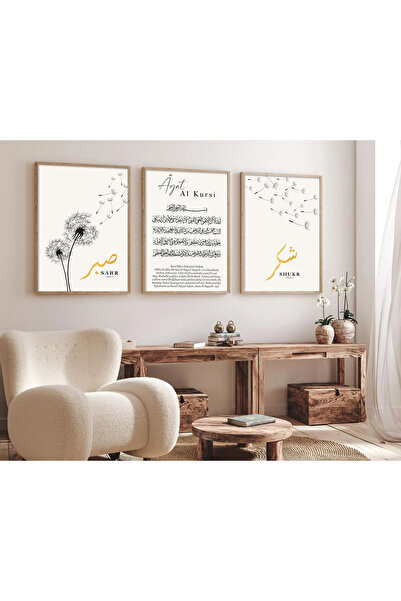 woodhomeworks Ahşap Çerçeveli 3 Lü Soyut Tablo Home Ev Salon Oturma Odası Yat...