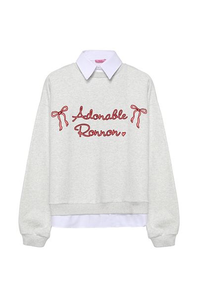 Quzu Gray Sweatshirt - Shirt Detailed
