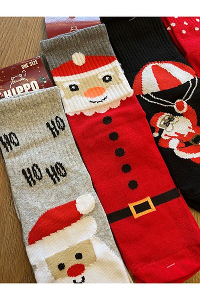 Hippo 5 Pairs of Unisex New Year's Christmas Socks